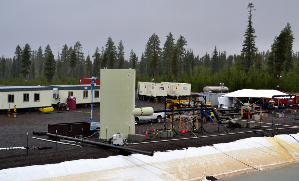Setting up for the flow test on a drizzly day in late November, 2014.